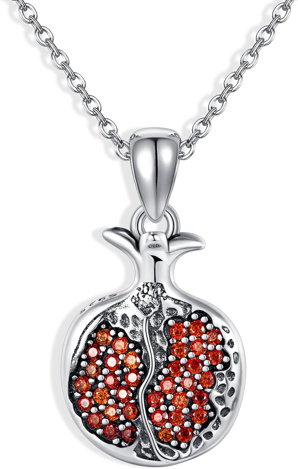 YAFEINI Pomegranate Pendant Necklace S925 Sterling Silver Jewelry Pomegranate Necklaces Fruit Gifts For Women Female Zircon Birthday Gift