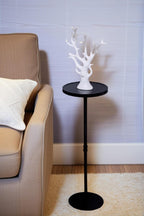 Tall Side Table, Small Round Side Tables, Drink Stand Pedestal Side Table, Accent Martini Coffee Tables, Corner Sofa Bedside End Table for Small Space, Living Room, Bedroom, Black