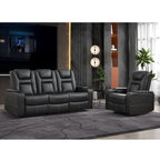 Home Theater Seats, Faux Leather Movie 3 Seat Recliner Sofa with Hidden Arm Storage, Power Gaming Reclining Sofa with USB Charge and Cup Holders