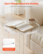 VEVOR Acrylic Drink Table, Clear End Table Round Top with Solid Post, Modern Acrylic Cake Table Stand, Transparent Side Desk for Coffee, Drink, Food, Snack, Easy Assembly, 10 x 10 x 21.3 in (Clear)