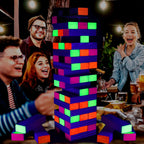 54 Piece Giant Tumble Tower Outdoor Games, Glow in The Blacklight Tumble Tower Yard Games,Outdoor Board Game for Kids and Adults for Family Game Night (Giant)