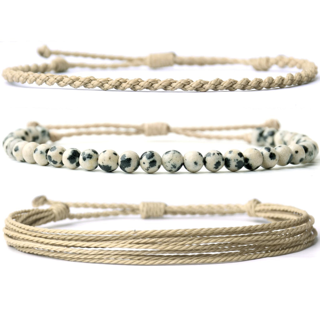 Handmade Natural Stone Beaded Healing Bracelet Gift for Men Adjustable Rope String Bracelet (Lava Rock, Adjustable)