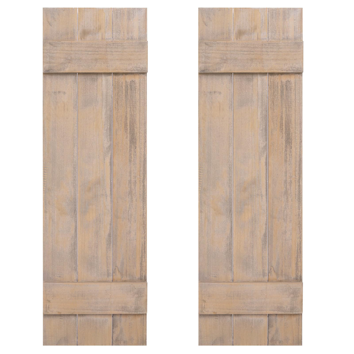 GOFLAME Wood Shutters for Wall Decor, Reclaimed Wood Board and Batten, Exterior & Interior Rustic Farmhouse Window Shutters for Living Room, Dining Room, Porch, Light Brown