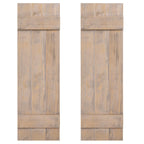 GOFLAME Wood Shutters for Wall Decor, Reclaimed Wood Board and Batten, Exterior & Interior Rustic Farmhouse Window Shutters for Living Room, Dining Room, Porch, Light Brown