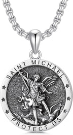 Seiyang Saint Necklace 925 Sterling Silver Patron Amulet Medal Jewelry for Men Women (with Gift Box)