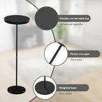 Round Side Table for Small Spaces, Modern Accent End Tall Martini Drink Table with Metal Weighted Pedestal Base Furniture for Living Room, Dorm, Home Office Bedroom