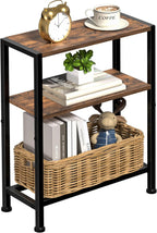 Narrow Side Table for Small Space, 2-Tier Small End Table with Shelf Holder, Slim Nightstand, Skinny Snack Couch Table in Living Room, Bedroom, Study, Kitchen and Balcony (Rustic Brown &Black)
