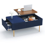 HLR 39" Lift Top Coffee Table with Hidden Storage Compartment, Modern Rising Wood Dining Center Table with Drawer for Small Space, Living Room, Office, Green