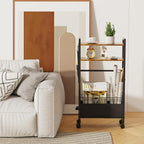 Narrow Side Tables with Drawer for Small Spaces, Small End Table Slim Nightstand with Wheels, Space Saving Skinny Thin Bedside Sofa Coffee Desk with Storage Bag for Bedroom Living Room Couch