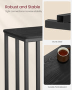 VASAGLE End Table, C Shaped TV Tray with Metal Frame Rolling Casters for Coffee Laptop Mobile Tablet, Industrial Side Table for Living Room Bedroom, 19.7 x 13.8 x 23.6 Inches, Ebony Black, ULNT050B56