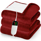 greenoak Heated Blanket Electric Throw 50"X60", Heating Blanket with 10 Heat Levels 1/2/4/6/8 Hours Auto-Off Overheat Protection, Flannel Sherpa Soft Warm Heater, ETL Certified Coral Pink