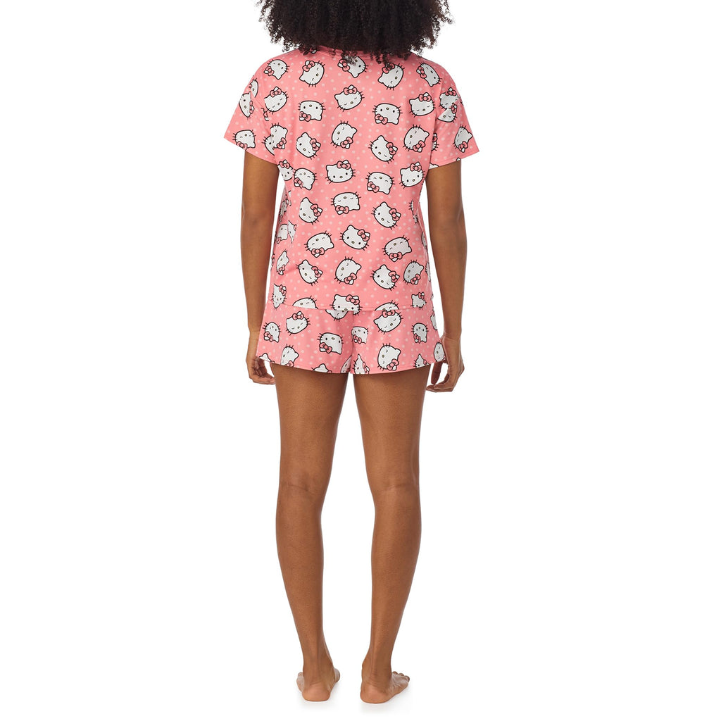 Richard Leeds International Womens Pajama Sets Sanrio Hello Kitty Soft Stretch 2 Piece Short Lounge Sets for Women, Medium, Pink Hello Kitty