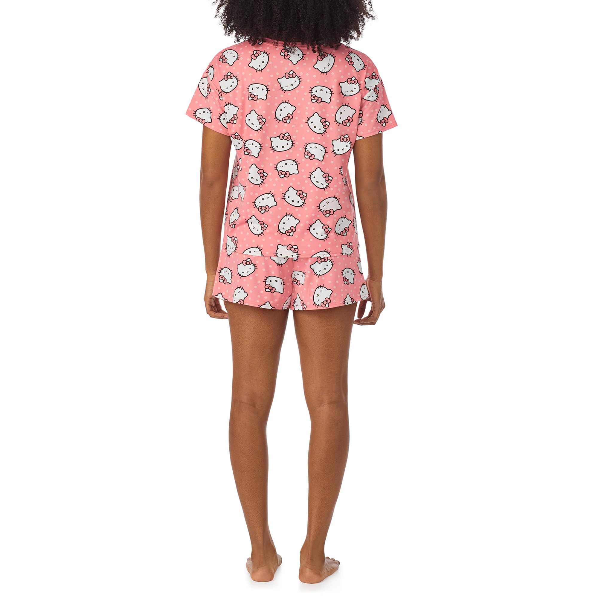 Richard Leeds International Womens Pajama Sets Sanrio Hello Kitty Soft Stretch 2 Piece Short Lounge Sets for Women, Medium, Pink Hello Kitty