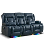 TUNYI Power Loveseat Recliner Sofa with Massage & Heat Home Theater Seating with Console Electric Recliner RV Sofa with USB/Outlet/Storage/Side Pocket/LED Light/Speaker (Brown, Loveseat)