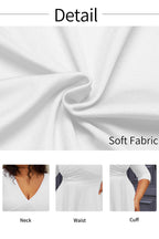 CLOCOR Women's Plus Size Midi Dress 3/4 Sleeve A-Line Swing Dress V Neck Flowy Casual Dresses White 2X-Large