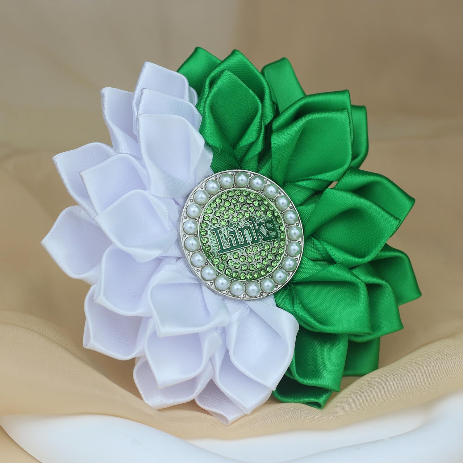 Greek Sorority Brooch Pin for Women Links Sorority Gift Paraphernalia Jewelry Green Rhinestone Brooch Sisterhood Graduation Gift for Soror / 5.5" Stain Flower Pin