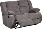 Signature Design by Ashley Tulen Modern Manual Pull Tab Reclining Loveseat, Dark Gray