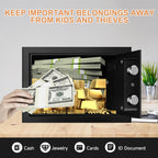 0.7 Cuft Kleine Huissafes Water- en Brandwerend, Digitale Persoonlijke Beveiligingskluis met Programmeerbaar Toetsenbord en Reserve Sleutels, Kleine Brandwerende Safes voor Geld, Medicijnen en Waardevolle Bezittingen thuis