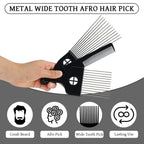 Afro Hair Pick for Men Hair Comb with Metal Pick for Afro Hair Wide Tooth Comb for Hair styling Afro Pick for Women Styling Comb Styling Tool for Natural Curly Hair Beard, 3PCS