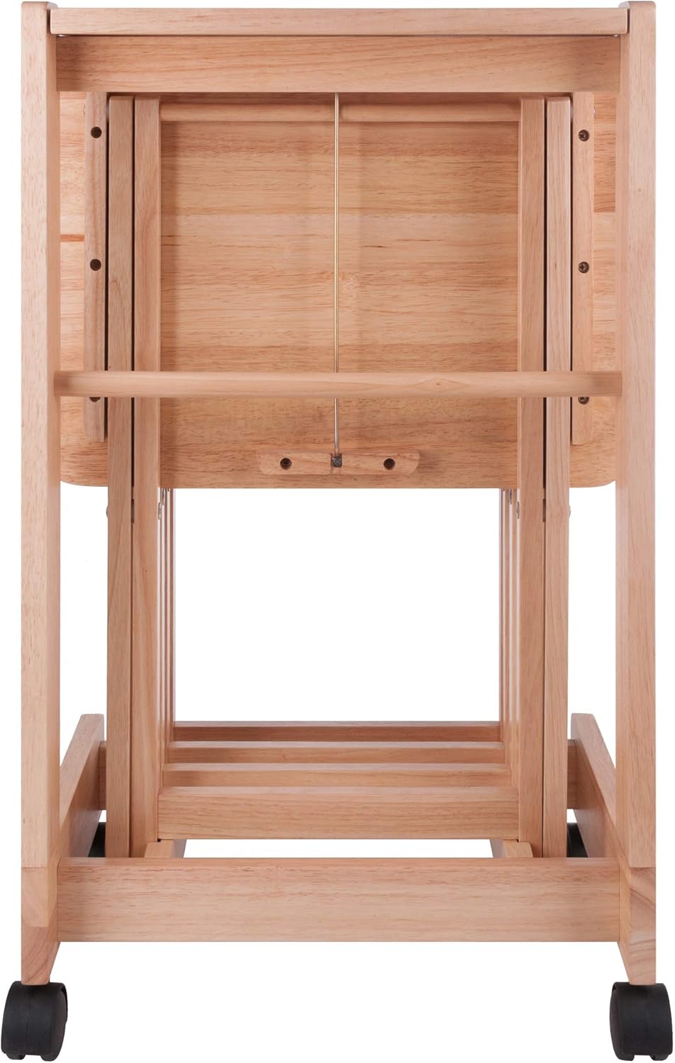 Winsome Brienda Snack Table Set with Mobile Serving Cart, for Living Room, Patio, 32", Natural, Set of 4 Tables