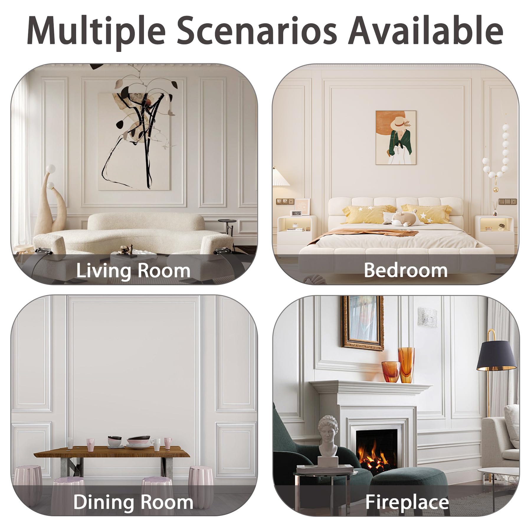 Coengwui Peel and Stick Wall Molding, Chair Rail Wainscoting Panel, Finish Trim for Home Decoration (Paintable White, 9.8ft x 0.9in)