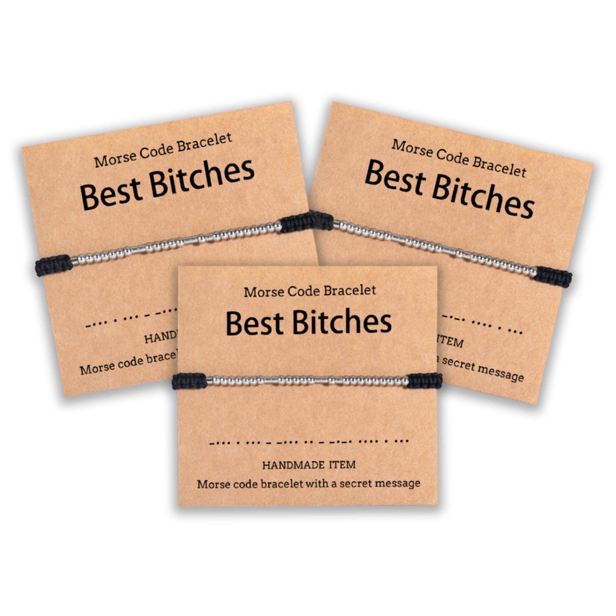 Cadeaux de Noël Shonyin pour Amis Meilleures Copines Bracelets en Code Morse pour Femmes Ensemble de Bracelets Assortis d'Amitié Meilleures Amies Bijoux pour la Journée des Galentines Cadeaux Uniques pour 3