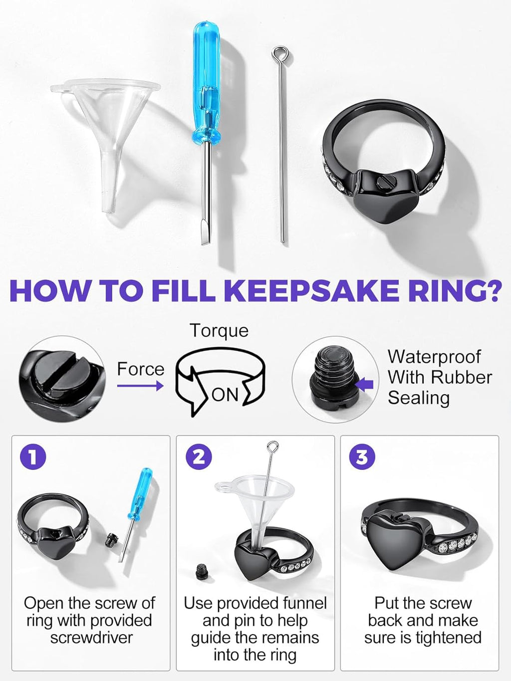 Stainless Steel Heart/Claddagh Cremation Urn Ring for Ashes for Women Waterproof Locket Rings Memorial Jewelry(with Gift Box)