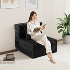 Folding Sofa Bed Twin - 4 in 1 Convertible Foldable Sleeper Chair with Pillow, Fold Out Couch, High-Density Foam Floor Mattress, Space-Saving Futon for Living Dorm Guest Room and Office, Grey