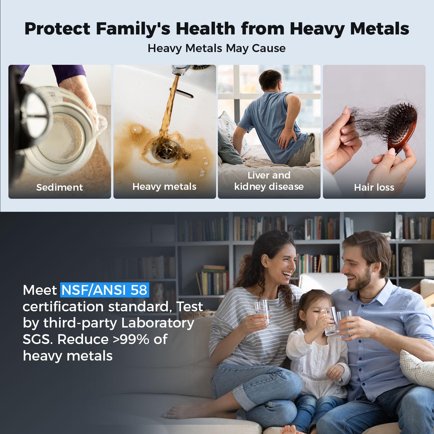 Ecoviva 1000GPD UnderSink Reverse Osmosis Water Filter RO Tankless Filtration System, Alkaline Water pH+, 8-Stage Filtration, Meet NSF/ANSI 58 Standard, 3:1 Pure-to-Drain Filter, With LED Smart Faucet