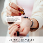 Lava Rock Beaded Diffuser Bracelet for Women with Lavender Essential Oil, 18K Gold-Plated Charm Soothing Crystal Beads Boho Stretch Bracelet for Aromatherapy, Birthday and Valentine’s Day Gift for Her