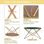 HLR Round Coffee Table with Green Faux Marble Top