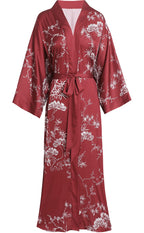 Aensso Long Soft Lightweight Silky Kimonos Robes for Women, Luxury Japanese Floral Womens Kimono Robe