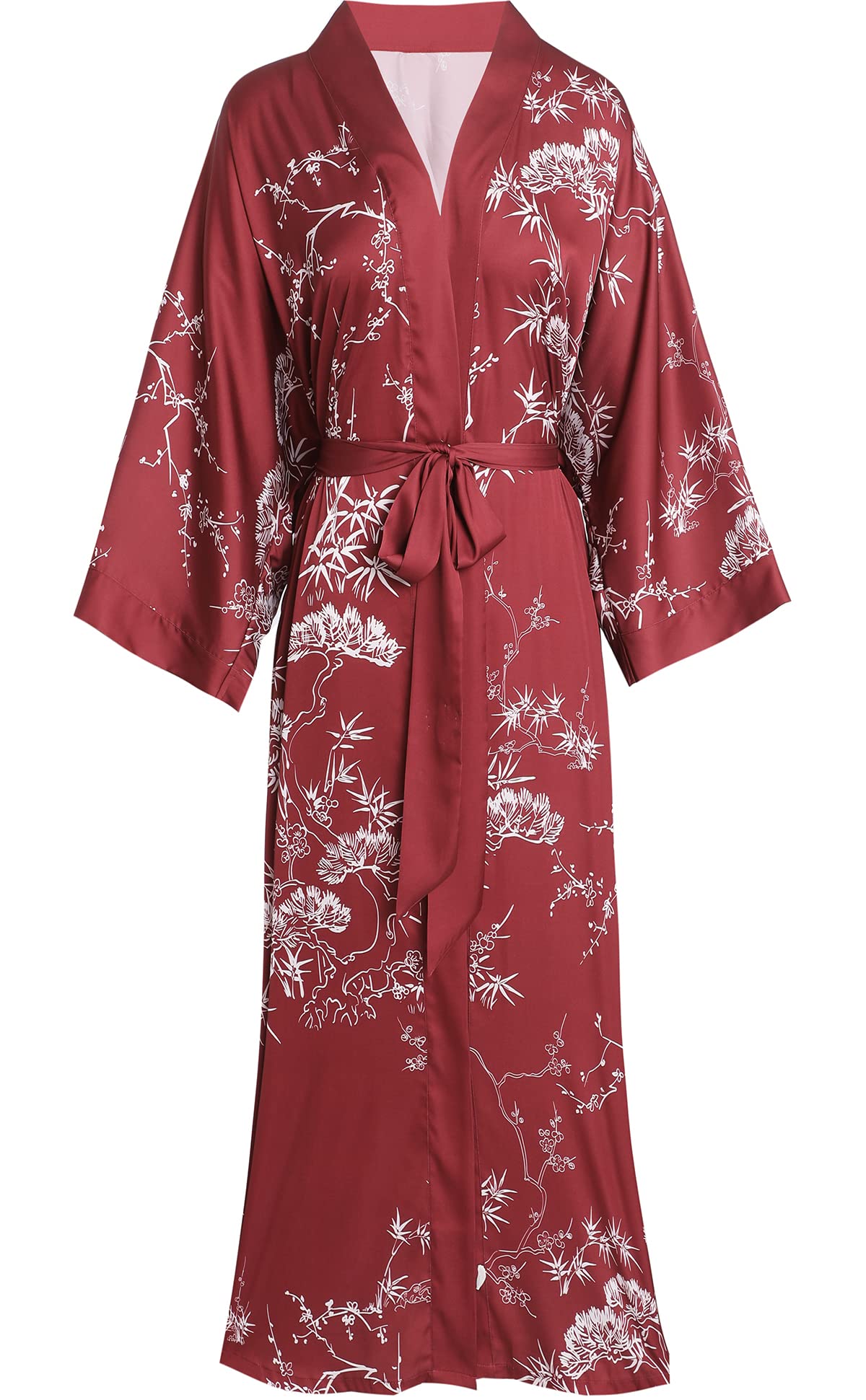 Aensso Long Soft Lightweight Silky Kimonos Robes for Women, Luxury Japanese Floral Womens Kimono Robe