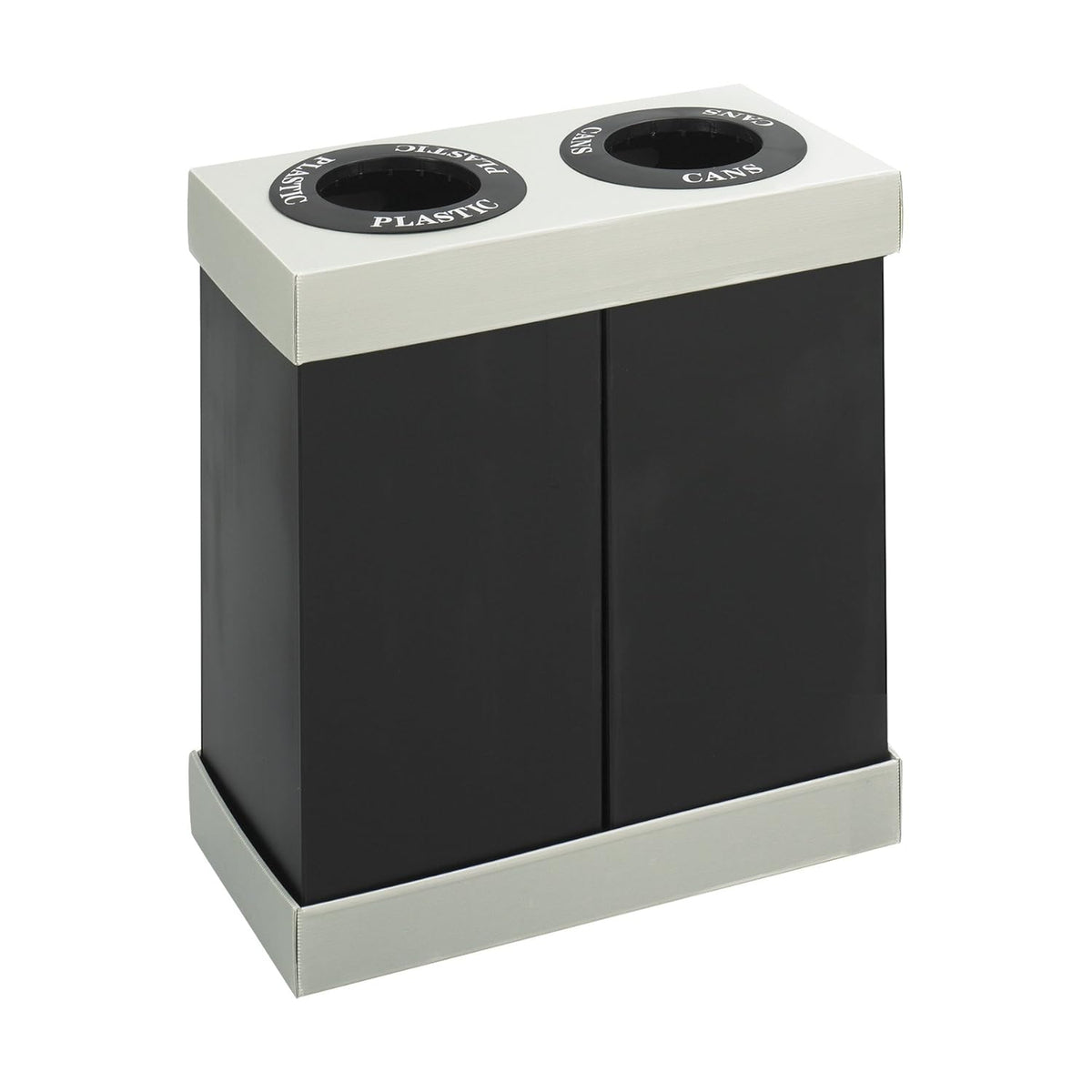 Safco Trash Can Recycle Bin Combo, 28 Gallon Each (2 Bin), At Your Disposal Recycling Center, Black/Grey
