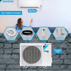 Daikin 12,000 BTU 18 SEER2 Entra R32 Series Ductless Mini Split Heat Pump System w/Maxwell All-Inclusive 15’ Installation Kit and Wall Mounting Bracket (230V), White, RXC12+FTXC12+IKM1438+WAFP24