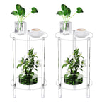 Clear Round Acrylic Side Table for Small Spaces, 11.81" L x 11.81" W x 24.6" H, 3 Tier Small Modern Drink End Table Nightstand, Minimalist Bedside Table for Living Room, Bedroom, Bathroom