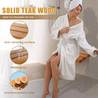 20" Teak Folding Shower Seat Wall Mounted,Fold Down Shower Bench for Small Shower Space, Home Care Teak Wood Stool for Inside Shower,Pregnants-Maximum Load 440lb[European Teak]
