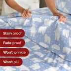 Komplet pościeli King Christmas Tree - Świąteczny wzór Xmas na lnie - Głębokie kieszenie - Dopasowany krój - 4 części - Bez zagnieceń - Wygodna i chłodząca świąteczna pościel zimowa - Łatwa w pielęgnacji - Przyjazna dzieciom