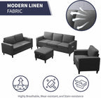ijuicy Modern 6 Seat Sectional Sofa Set with Movable Storage Ottoman/Side Pockets, 3Pcs Couch Set for Living Room Furniture,3 Seat Living Room Couch & Loveseat & Armchair(3+2+1,Dark Grey)