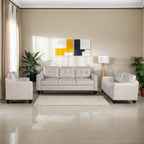 2 Pieces Chesterfield Sofa Sets Nailhead Decor Faux Leather Upholstered Tufted Sectional Sofa&Couch Include 3-Seaters Couch and Loveseat W/Rolled Arms and Wood Legs for Living Room Furniture Sets