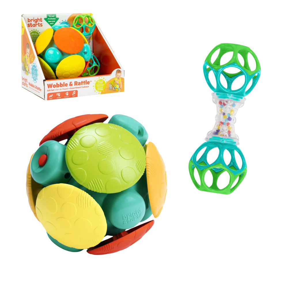 Bright Starts Little Shakers 6pc Gift Set, Easy-Grasp Oball Technology, Baby Rattles, Balls and Teethers, On-The-Go Toys, Lightweight, Unisex, Newborn+