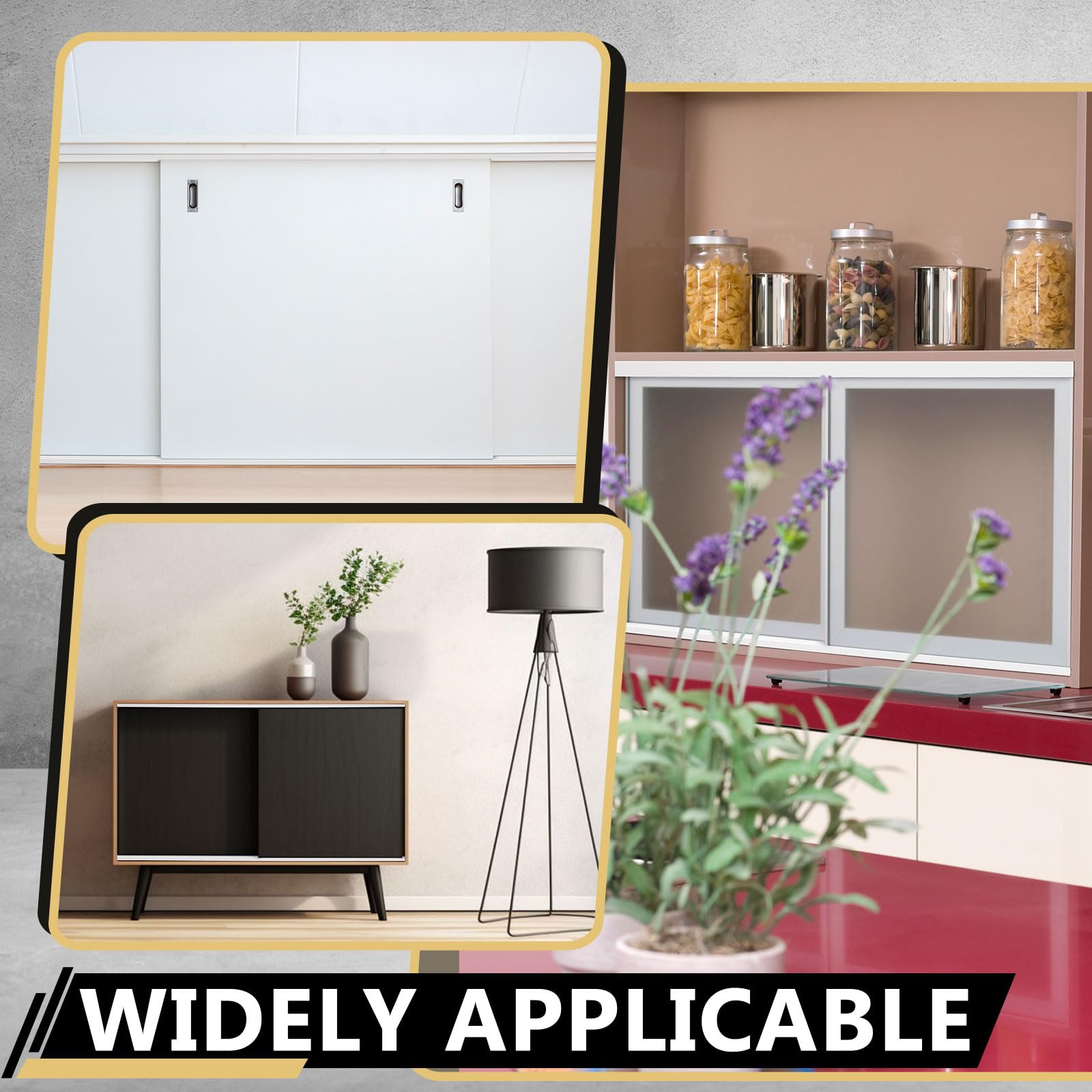 2 Set 4ft Plastic Sliding Door Track Set for 3/4" Thick Panels Screen Door Track Include 2 Pcs Top 2 Bottom Sliding Cabinet Door Track for Small Bypassing Multiple Doors Easy Quick Installation