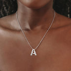 Coshilta Silver Bubble Letter Necklace for Women, Sterling Silver Balloon Initial A-Z Pendant Necklace Trendy Dainty Satellite Bead Chain Necklace Personalized Custom Jewelry Gifts for Women