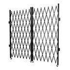 Double Folding Security Door, 5.25' H x 9.84' W Wall Mounted Scissor Gate - Iron & Aluminum Alloy Accordion Gate with 360 Rolling Barricade