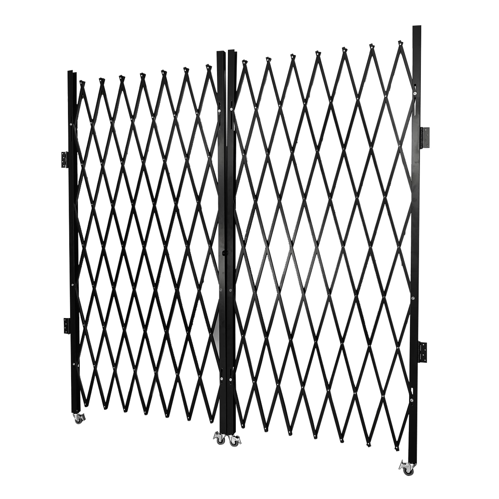 Double Folding Security Door, 5.25' H x 9.84' W Wall Mounted Scissor Gate - Iron & Aluminum Alloy Accordion Gate with 360 Rolling Barricade