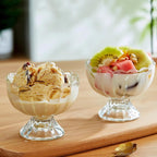 CHPINDAM Vintage Glass Dessert Bowls, Ice Cream cups, 5oz Dessert cups, for Sundae, Fruit, Ice Cream, Pudding, small snacks,Condiment (6)