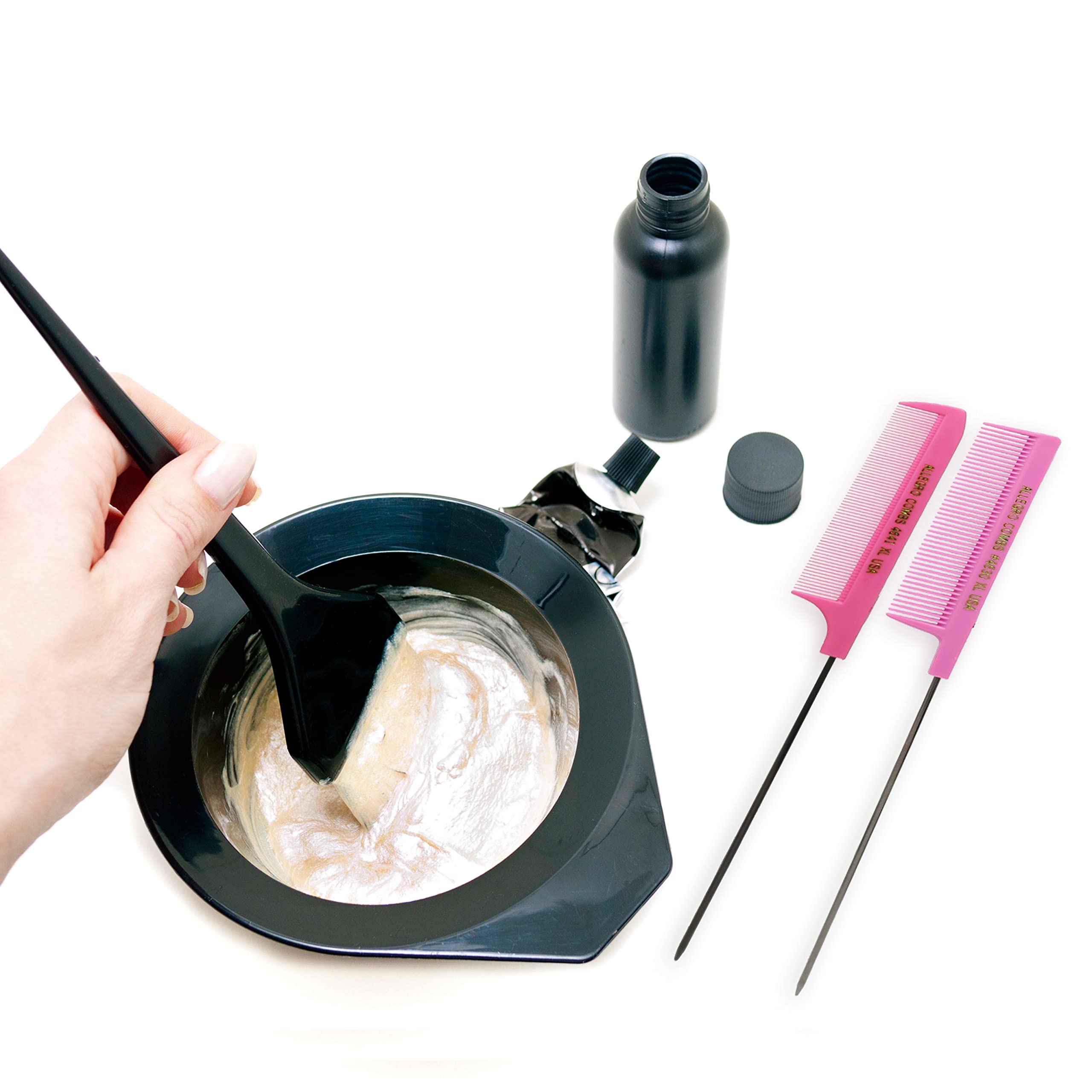 Allegro Combs XL Pintail Rat Tail Combs Parting Combs Metal Tail Foiling Combs Pin Combs 2 Pc. (PINK)