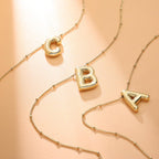 BOLAGTIER Bubble Letter Halskette Goldbeschichteter Ballon Anfangsbuchstabe Massiver Bubble Alphabet Anhänger Halskette Trendiger Schmuck Geschenk für Frauen (D, Gold)