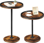 HOOBRO Small Coffee Table Set of 2, Round Coffee Side Table with Wooden Pedestal, Modern Accent End Tables for Living Room, Bedroom, Rustic Brown BF170BZ01