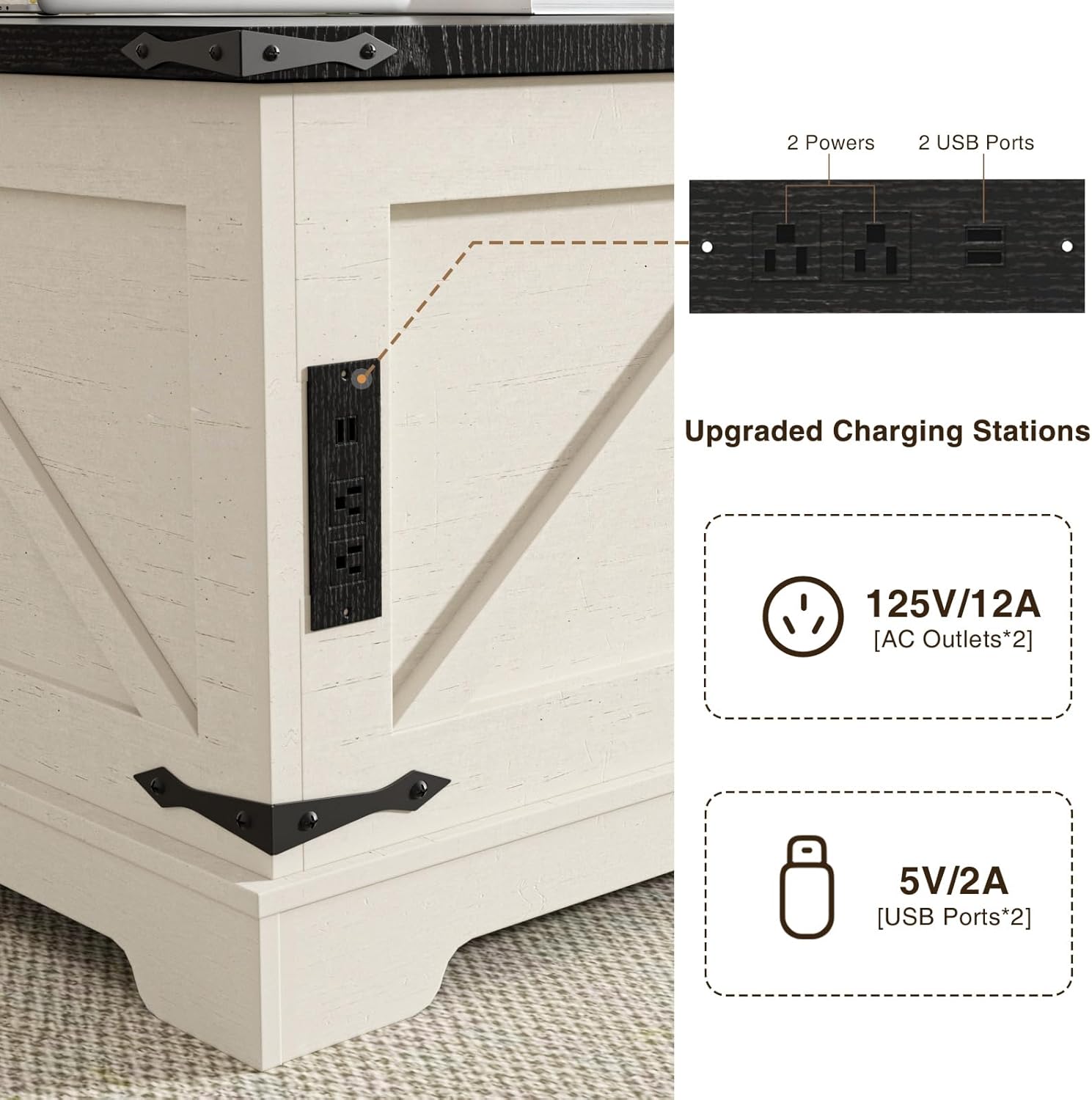 Coffee Table with Storage, 31.5" W Farmhouse Lift Top Wood Square Center Table with Charging Station, Rustic Cocktail Tables with Flip Top Lids for Living Room, Home Office, Rustic White